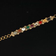 Nine Gem Enameled 18k Gold Bracelet