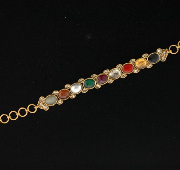 Nine Gem Enameled 18k Gold Bracelet