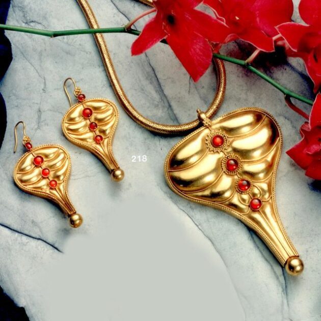 20th C. Stylized Ganesh Pendant & Earring Set
