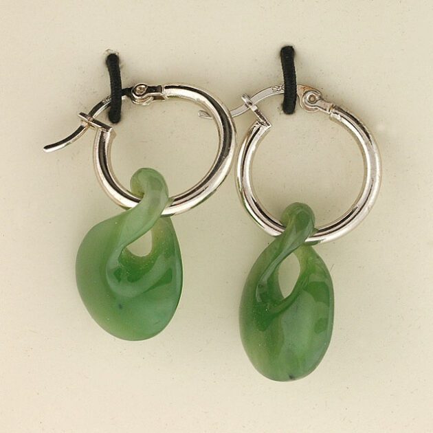 Maori jade single twist earrings