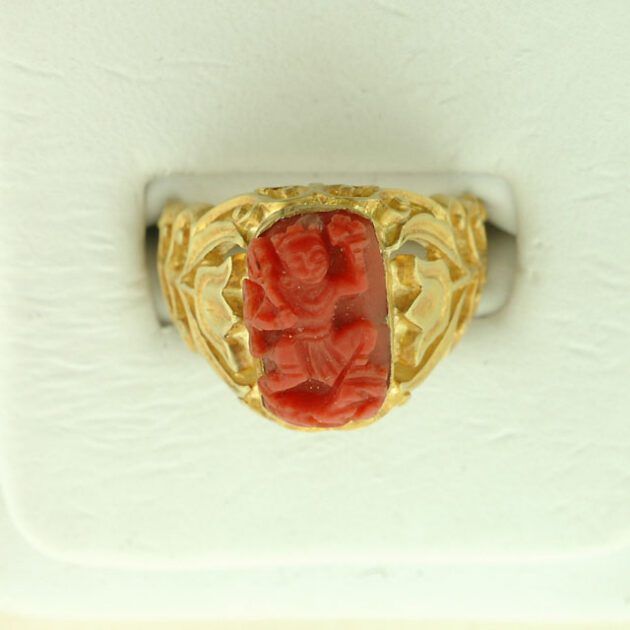 Coral Hanuman ring