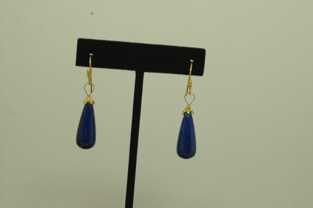 18K Gold Lapis Earrings