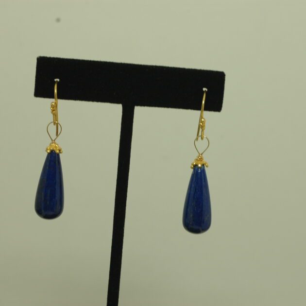 18K Gold Lapis Earrings
