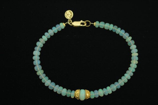 Designer 18K Gold Opal Bead Bracelet
