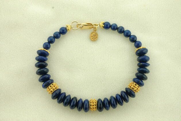Designer 18K Gold Lapis Bracelet