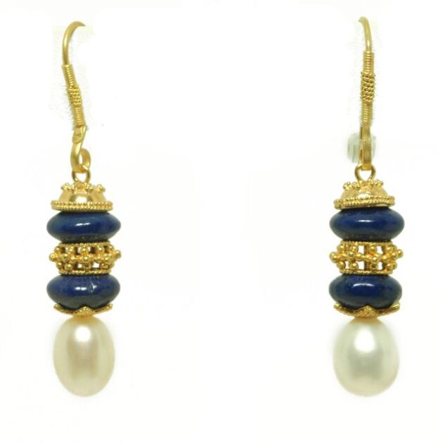 Pearl and Lapis earrings