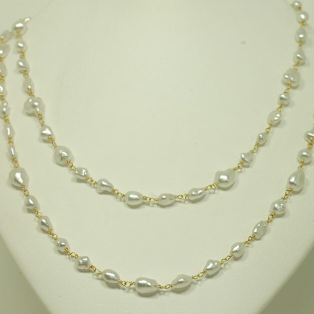 36 inches long Keshi pearl necklace.