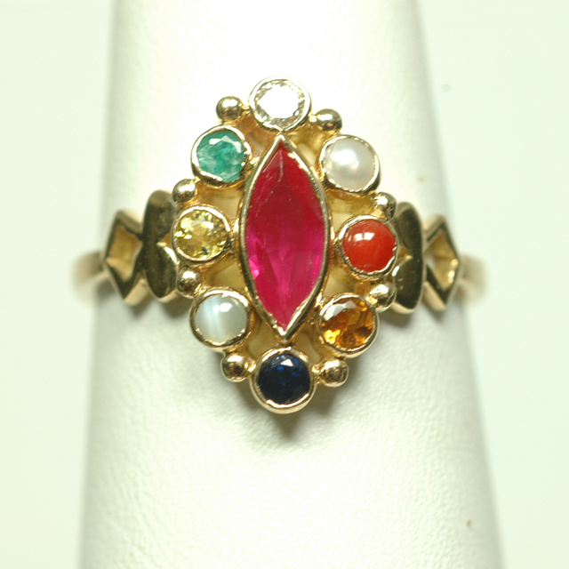Nafisa Gold Polki and Navratna Ring – Timeless Indian Jewelry | Aurus