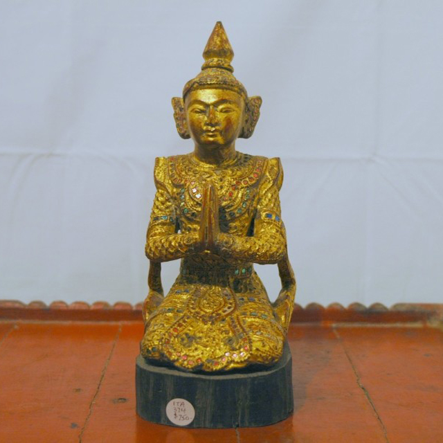 Figure of a Burmese angel in the praying pose - Antique artifacts - Jewel  of the Lotus