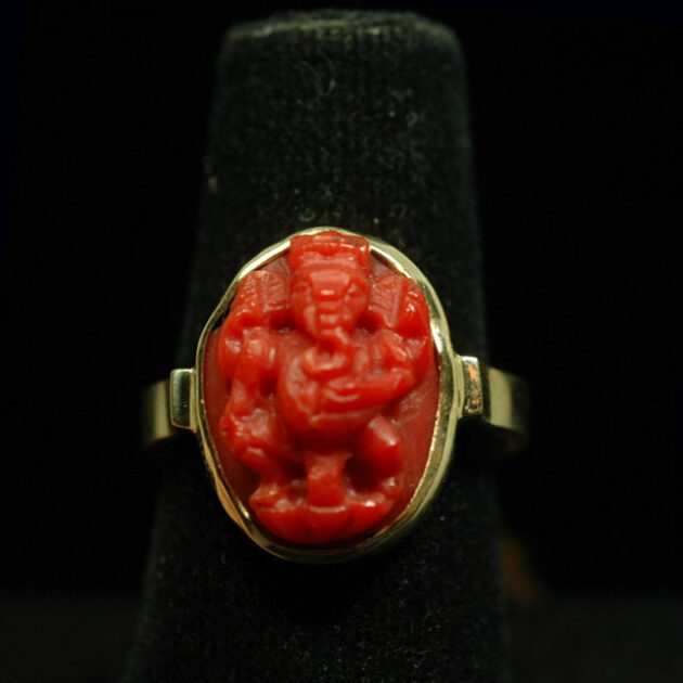 Traditional Ganesh coral ring.