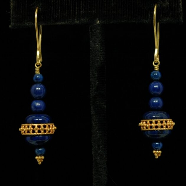 22Kt gold lapis earrings.