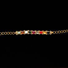 Navaratna Nine Gem Enameled 18k Gold Bracelet