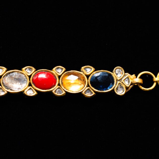 Navaratna Enameled 18k Gold Bracelet