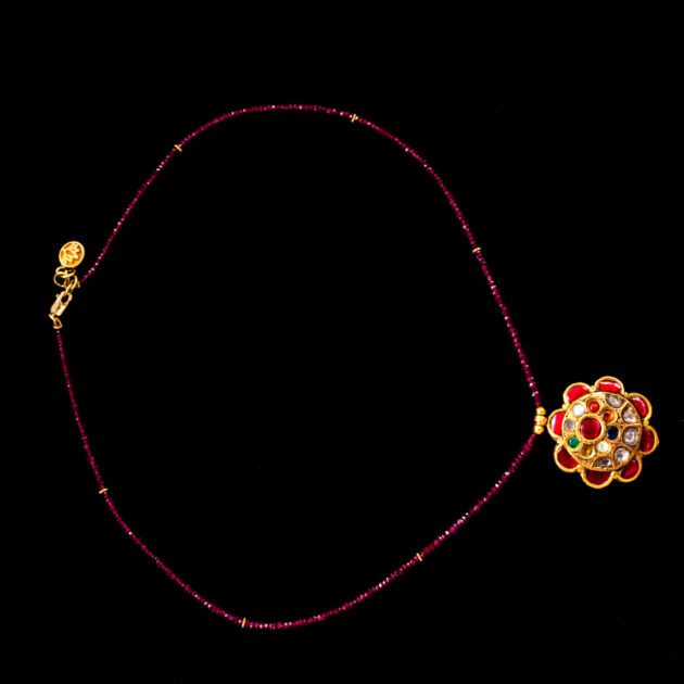 Navaratna Pendant Ruby Necklace