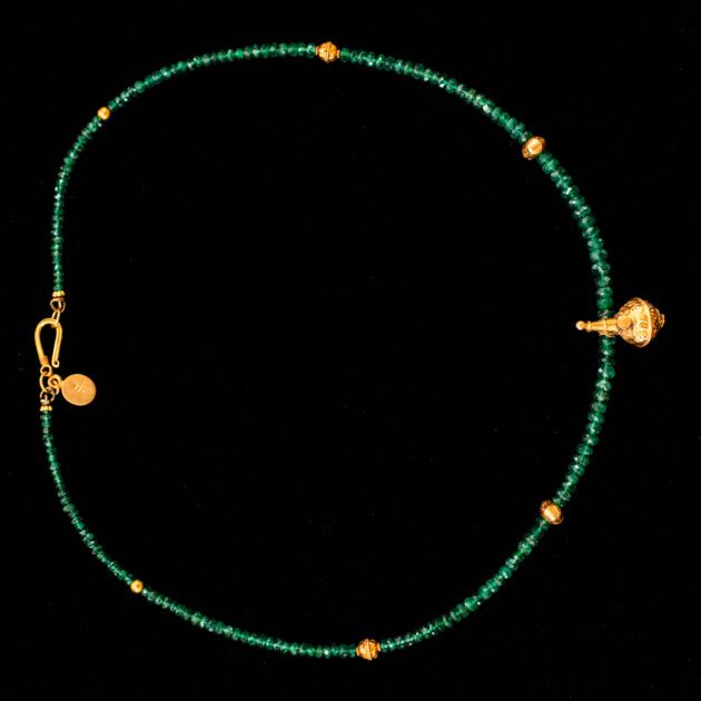‘Elixir of Life’ 18k Gold Antique and Faceted Emerald Necklace