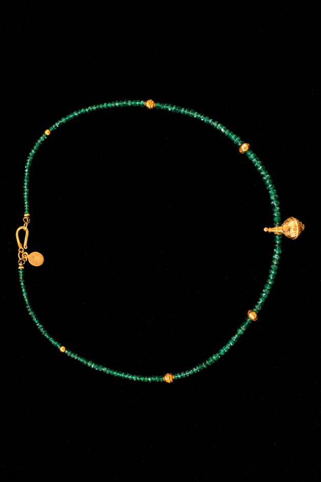 ‘Elixir of Life’ 18k Gold Antique and Faceted Emerald Necklace
