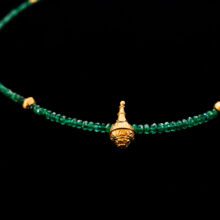 18k Gold Antique and Faceted Emerald Necklace
