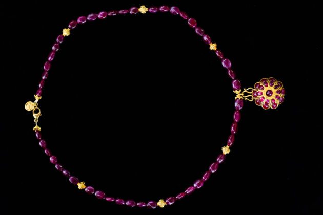 Antique Ruby Necklace with Ruby Pendant on 18k and 22k Gold