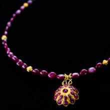Antique Ruby Necklace with Ruby Pendant on 18k