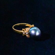 tahitian black pearl and diamond ring
