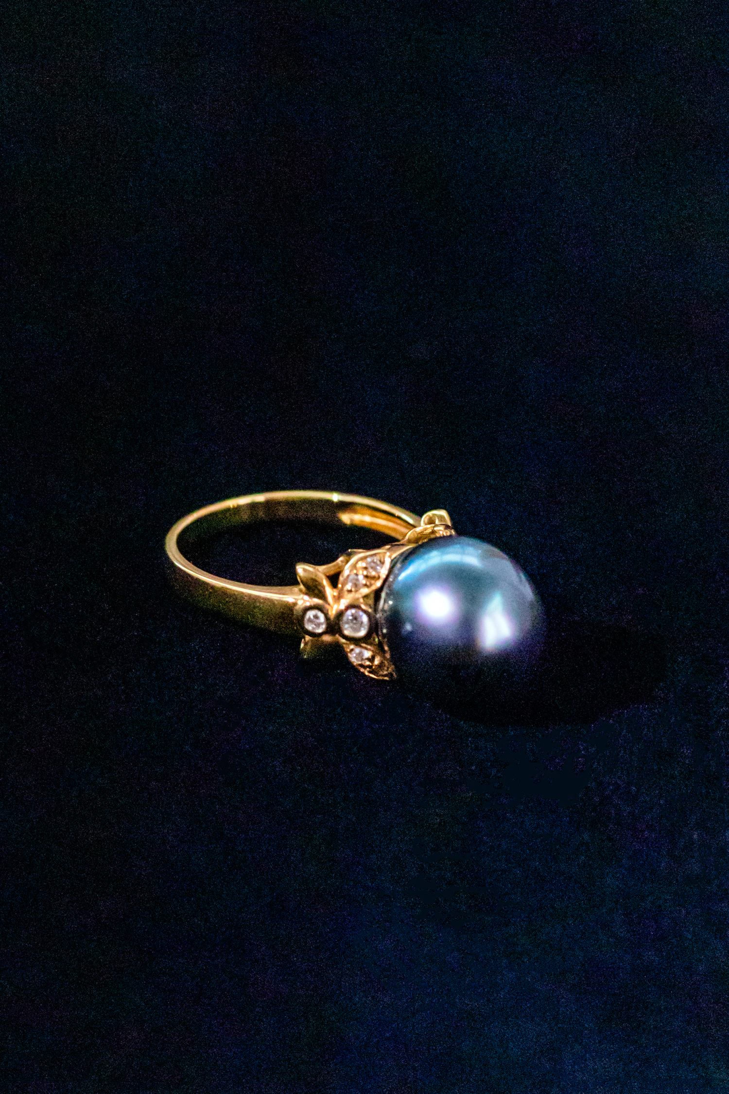 18K White Gold Diamond Black Pearl Ring – Boylerpf
