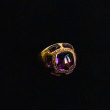 Amethyst and Diamond 18k Yellow Gold Ring