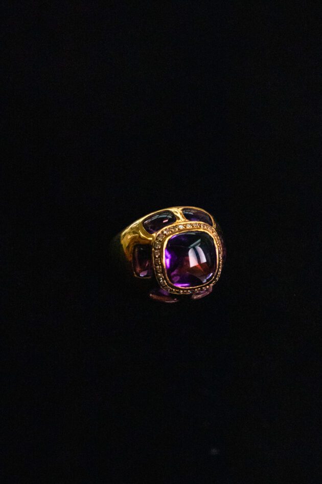 Amethyst and Diamond 18k Yellow Gold Ring
