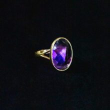 6.5-Carat Amethyst and 14k Gold Statement Cocktail Ring