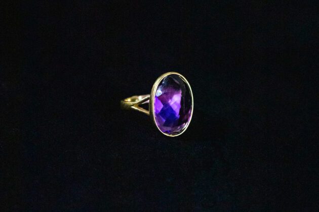 6.5-Carat Amethyst and 14k Gold Statement Cocktail Ring