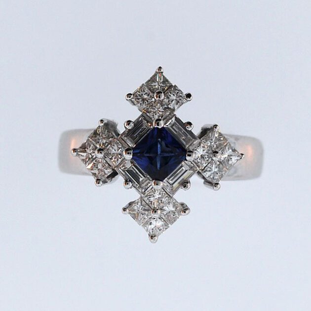 Blue sapphire and diamond ring