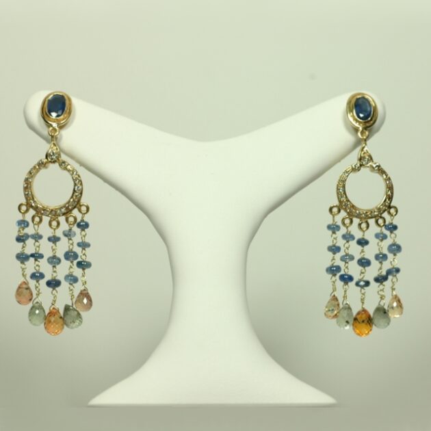 Sapphire and diamond earrings.