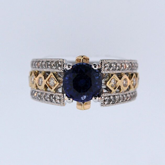 Blue sapphire and diamond ring