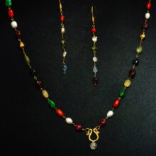 Navaratna Necklace with 1-Carat Single Diamond Navaratna Necklace with 1-Carat Single Diamond