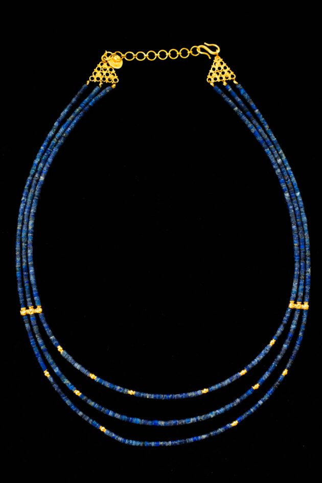 Multi Strand Lapis and 18K Gold Necklace Multi Strand Lapis and 18K Gold Necklace