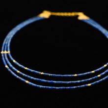18K Gold and Multi Strand Afghanistan Lapis Lazuli Necklace 18K Gold and Multi Strand Afghanistan Lapis Lazuli Necklace