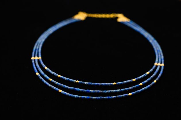 18K Gold and Multi Strand Afghanistan Lapis Lazuli Necklace 18K Gold and Multi Strand Afghanistan Lapis Lazuli Necklace
