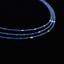 Multi Strand Lapis  Gold Necklace Multi Strand Lapis Gold Necklace
