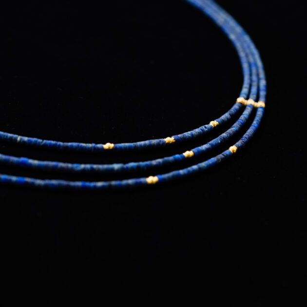 Multi Strand Lapis Gold Necklace
