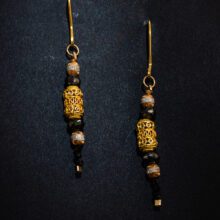 lotus-luxury-designer-jewelry-207 Gold and Black Spinel Earrings