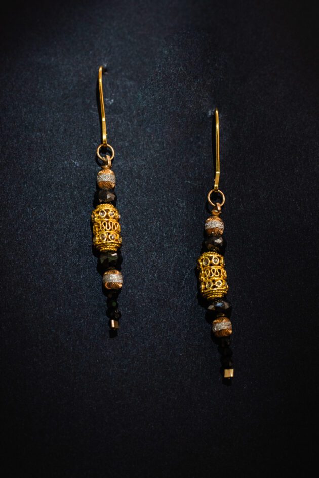 lotus-luxury-designer-jewelry-207 Gold and Black Spinel Earrings