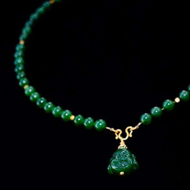 Jade Bead Buddha Pendant Necklace