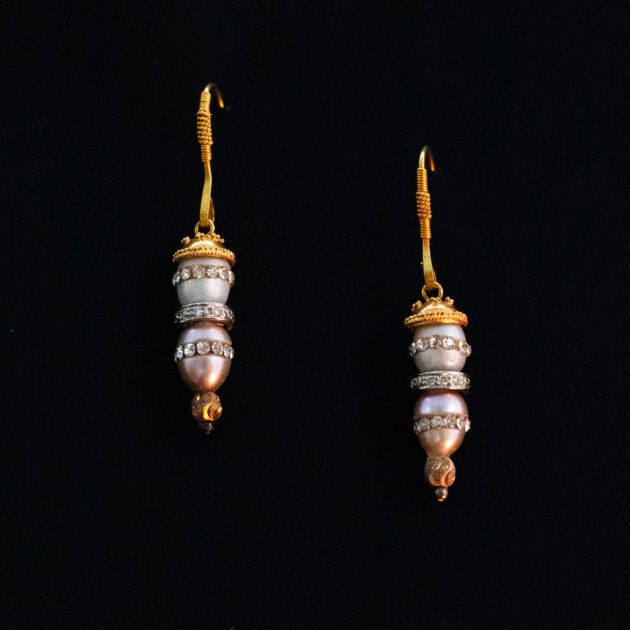 Pearl and diamond earrings