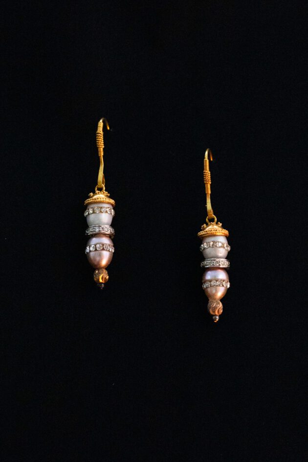 Pearl and diamond earrings