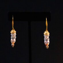 18k Gold, Diamond Rondelle and Quartz Crystal-Set Pearl Earrings