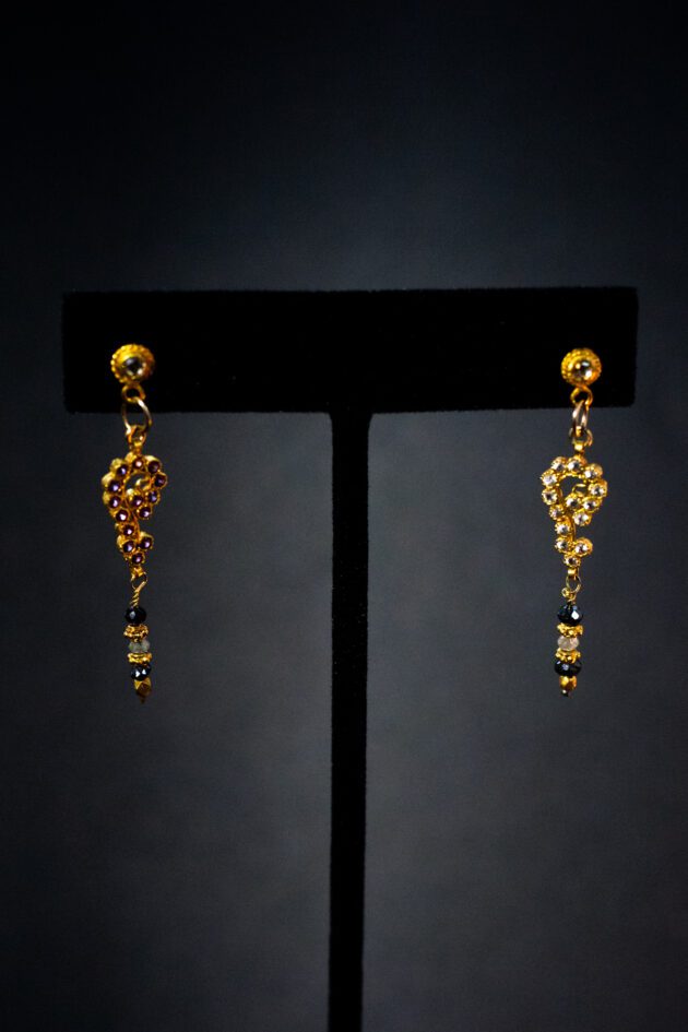 Asymmetrical Diamond, Ruby & Blue Sapphire and 18k Gold Designer Earrings