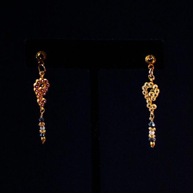 asymmetrical ruby and diamond earrings