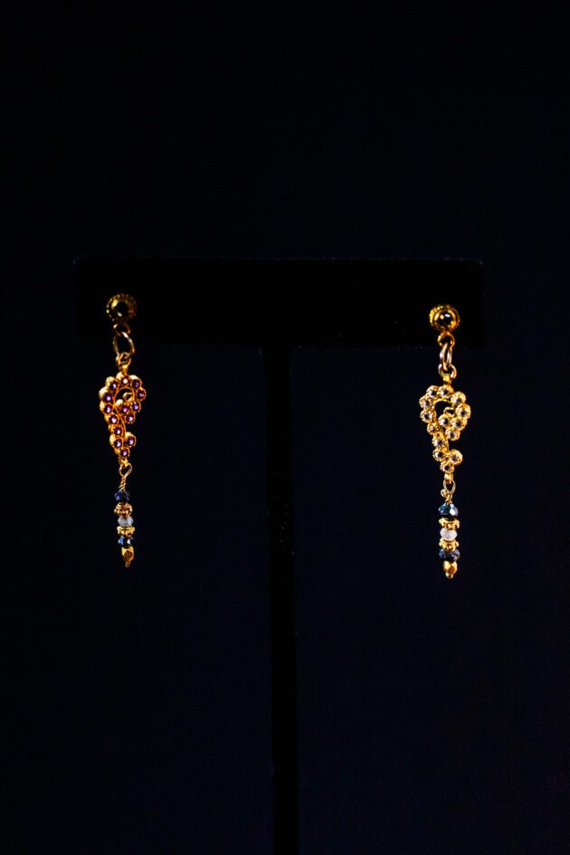 asymmetrical ruby and diamond earrings