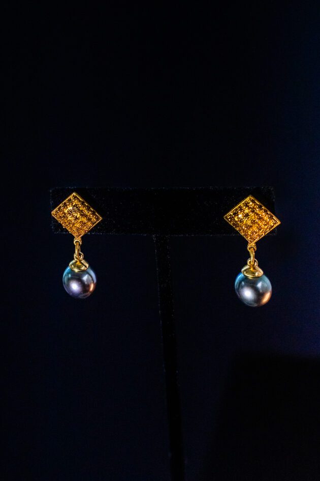 lotus-luxury-designer-jewelry-275 Tibetan gold and tahitian black pearl earrings