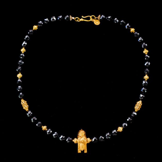 22k Gold South Indian Wedding Pendant and Spinel Necklace