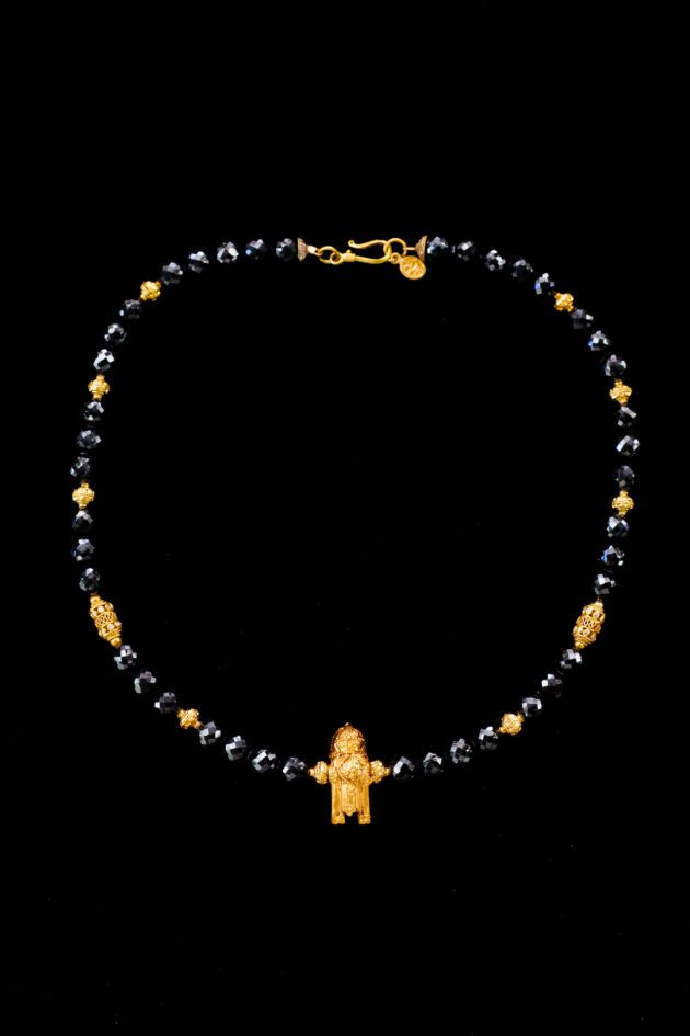 22k Gold South Indian Wedding Pendant and Spinel Necklace